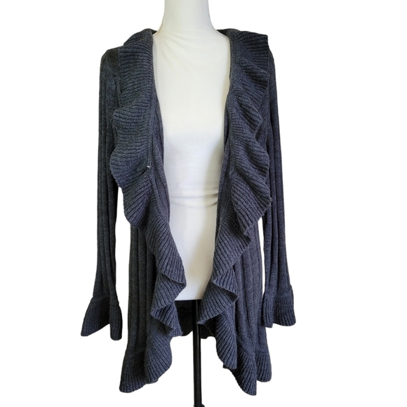 BRITTANY Black Ruffled Cardigan Size 1X - Picture 4 of 9